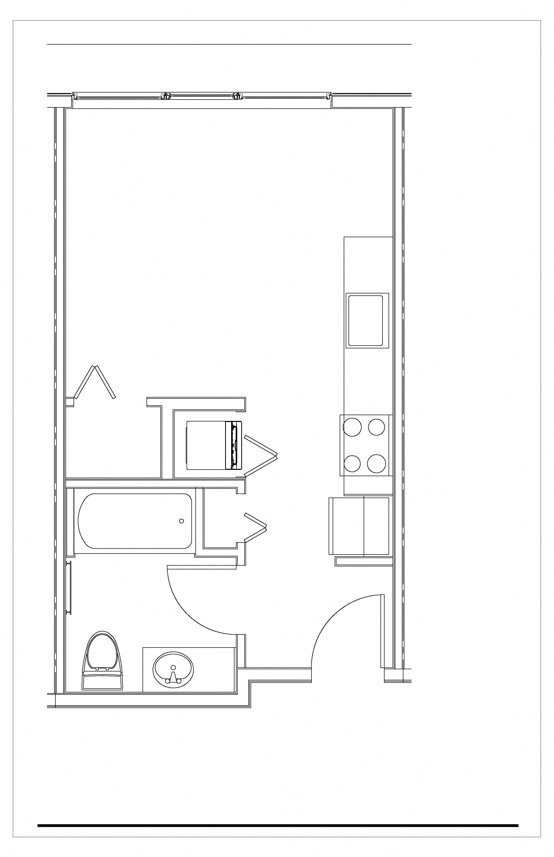 Floor plan for studio, 1 bath, 353 sqft
